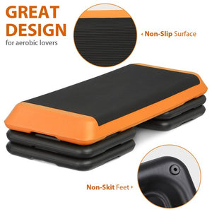 Segawe 43'' Exercise Aerobic Step Platform Adjustable Fitness Stepper w/4 Risers Orange