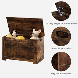Segawe Chest Storage Trunk Wood Bedroom Large Box Blanket Books Shoes Toys Rust Brown