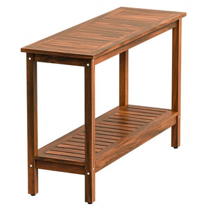 Segawe 2-Shelf Wooden Console Table Indoor Outdoor Multifunctional 48" w/Foot Sliders