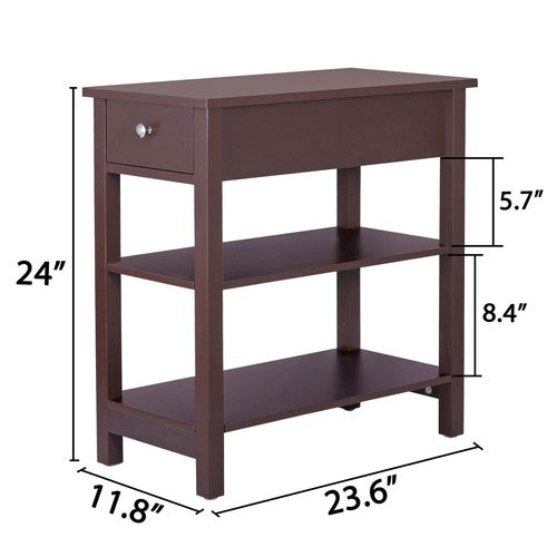 Segawe 24'' Narrow Side Table Slim End Table with Drawer and Shelves for Small Space
