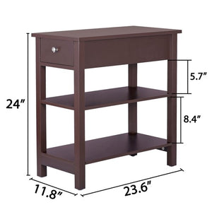 Segawe 24'' Narrow Side Table Slim End Table with Drawer and Shelves for Small Space