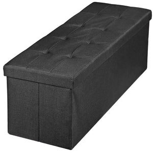 Segawe 43Inch Folding Ottoman Storage Bench Chest Footrest Long Box w/Padded Seat Black