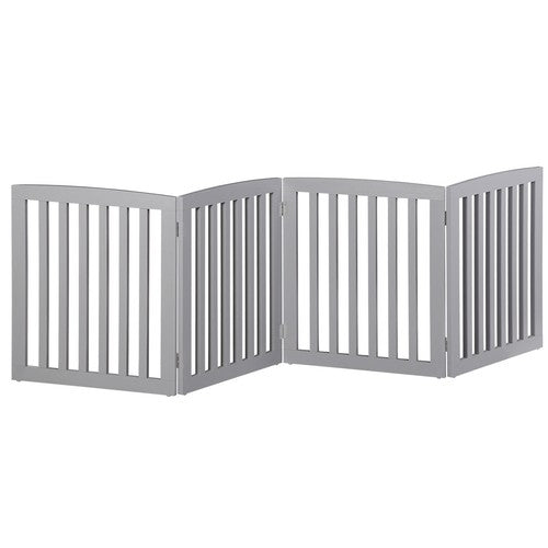Segawe Freestanding 24" Pet Dog Gate 4 Panels Indoor Foldable Dog Fence for Stairs Grey