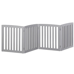 Segawe Freestanding 24" Pet Dog Gate 4 Panels Indoor Foldable Dog Fence for Stairs Grey