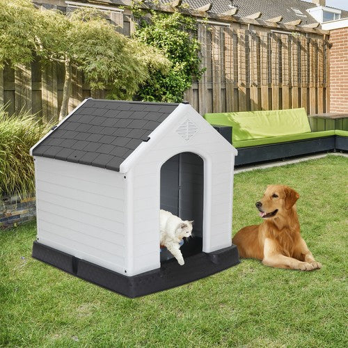 Segawe Indoor Outdoor Dog House Pet Shelter Grey Waterproof Up to 100LB Dog w/Air Vents