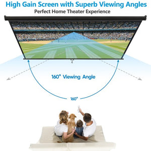 Segawe 80 inch 16:9 HD Projector Screen Pull Down Projection Screen Home Cinema Black