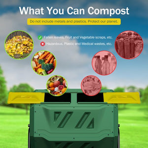 Segawe 43 Gals Outdoor Compost Tumbler Bin Green Dual Chamber Large Composter Tumbling