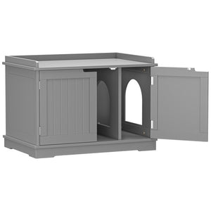 Segawe Cat Washroom Storage Bench Litter Box Cover with Sturdy Wooden Gray