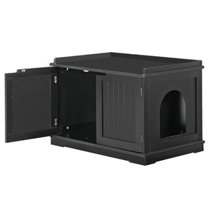 Segawe Cat Litter Box Enclosure Hidden Cat Washroom Furniture Cat House Table Black
