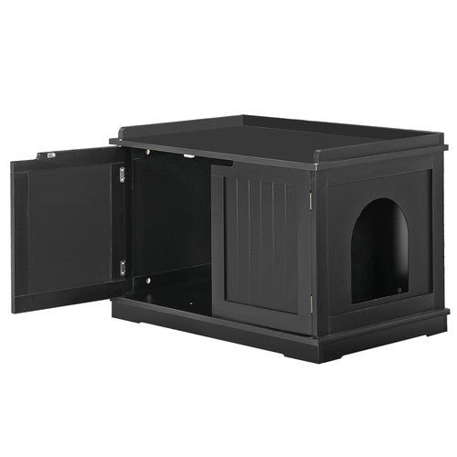 Segawe Cat Litter Box Enclosure Hidden Cat Washroom Furniture Cat House Table Black