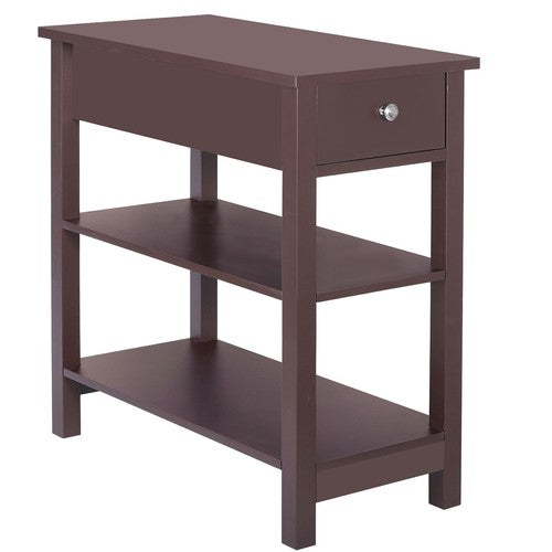 Segawe 24'' Narrow Side Table Slim End Table with Drawer and Shelves for Small Space