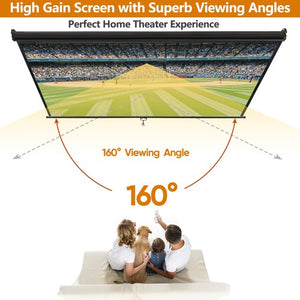 Segawe 72" Roll Down Pull Down Projection Projector Screen 4:3 HD Movie Theater Black