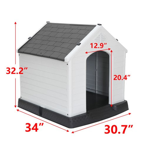 Segawe Indoor Outdoor Dog House Pet Shelter Grey Waterproof Up to 100LB Dog w/Air Vents