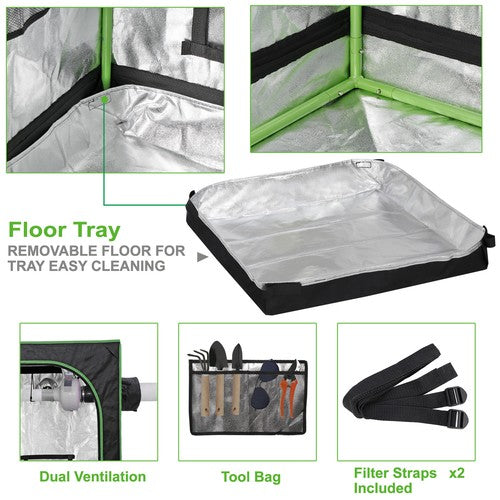 Segawe Hydroponic Grow Tent 100% Reflective Mylar Non Toxic Indoor Room with Window