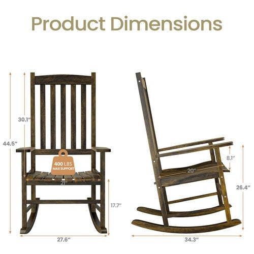 Segawe 2PCS Natural Patio Rocking Chair Poly Porch with Slat Backrest Smooth Armrests