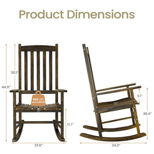 Segawe 2PCS Natural Patio Rocking Chair Poly Porch with Slat Backrest Smooth Armrests