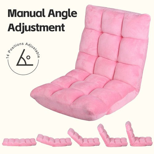 Segawe Adjustable Floor Chair Comfy Cushions Gaming Sofa Chiar Seat w/Back Support Pink