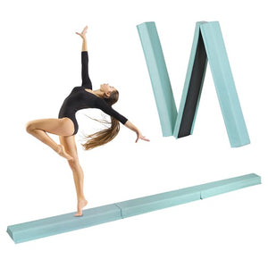Segawe 9ft Teal Extra Firm Vinyl Balance Beam Folding Gymnastics Beam Tumbling Home