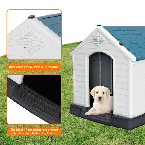 Segawe Large Plastic Dog House Indoor Outdoor Dog Kennel Puppy Shelter w/Air Vents