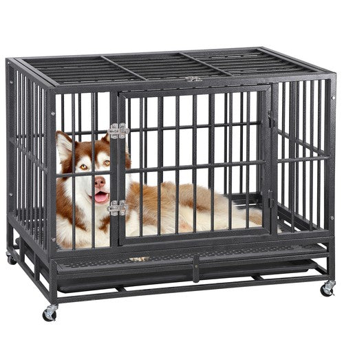 Segawe Indestructible Escape Proof Dog Cage Kennel High Anxiety Double Door Dog Crate
