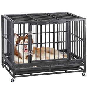 Segawe Indestructible Escape Proof Dog Cage Kennel High Anxiety Double Door Dog Crate
