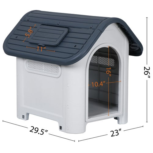 Segawe 30" Dog House In/Outdoor Ventilate Waterproof Puppy Shelter Adjustable Skylight