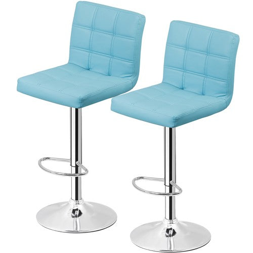 Segawe 2 PCS Bar Stools PU Leather Swivel Chairs with Footrest Adjustable Height Blue