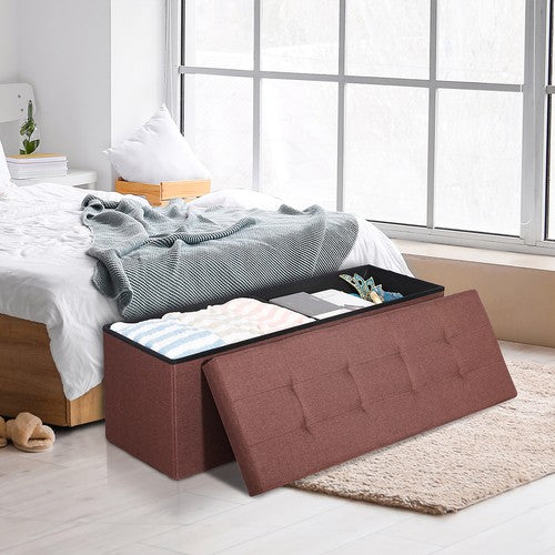 Segawe 43" Large Storage Bench,Folding Footrest Stool Toy Chest for Living Room Brown