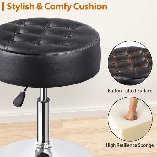 Segawe Adjustable Swivel Makeup Ottoman Stool Round Vanity Stool For Bedroom Black