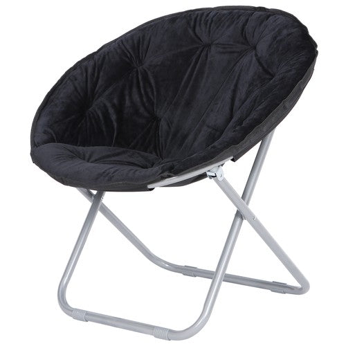 Segawe Set of 2 Faux Fur Saucer Chairs Folding Soft Lounge Moon Chairs for Living Room