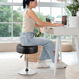 Segawe Adjustable Swivel Makeup Ottoman Stool Round Vanity Stool For Bedroom Black
