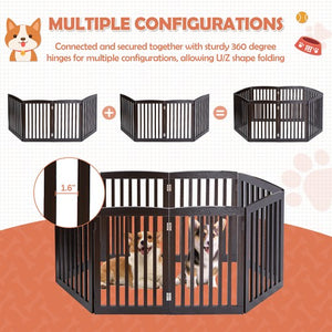 Segawe Dog Gate Indoor Freestanding 4 Panel 24" Pet Gate Foldable Dog Fence for Stairs