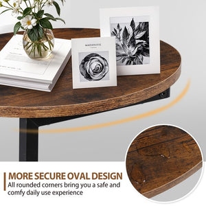 Segawe Side Table Small End Table C Shaped Coffee Sofa Table w/ Metal Frame for Bedroom