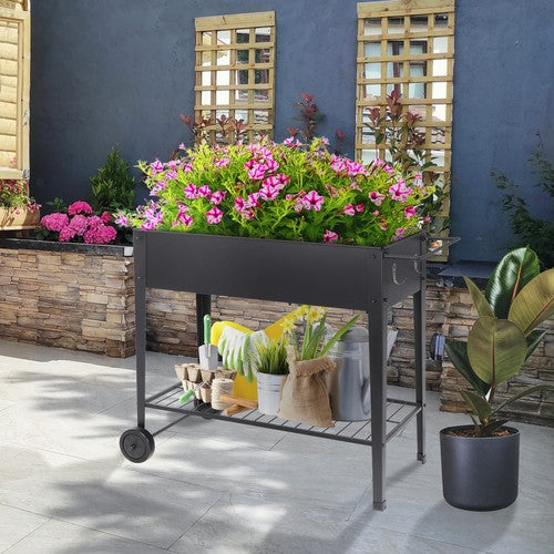Segawe Raised Garden Bed Planter Box Outdoor on Wheels for Flower Herbs with Shelf