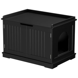 Segawe Cat Litter Box Enclosure Hidden Cat Washroom Furniture Cat House Table Black