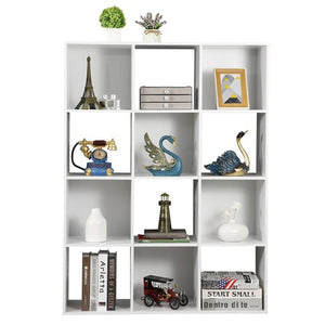 Segawe White 12 Cube Bookcase Storage Organizer Wooden Home Office Shelving Bookshelf