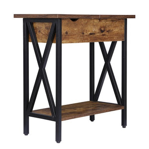 Segawe 24'' Side Table with USB Ports and Outlets X-Design Narrow Sofa Side Table Home