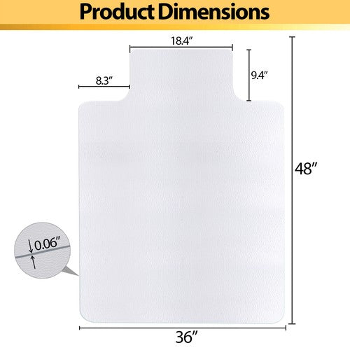 Segawe Chair Mat for Hard Floors 48'' ¡Á 36'' PVC Floor Mat Protector 1.5 mm Thickness