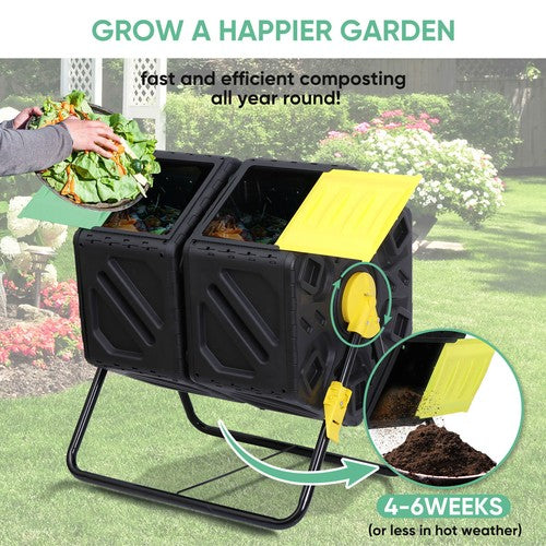 Segawe Compost Tumbler Bin 37Gal Outdoor Composter Fast Create Fertile 360¡ãDual Chamber