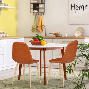 Segawe 2PCS Dining Chairs PU Leather Seat Back Metal Legs for Kitchen Dinning Room