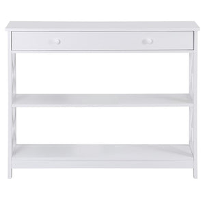 Segawe 3 Tier X Shaped Entryway Console Table with Storage Drawer Multipurpose White