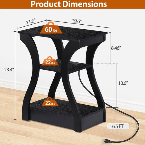 Segawe 2X Console Table Black Narrow Entryway Sofa Table for Living Room Office 3 Tier