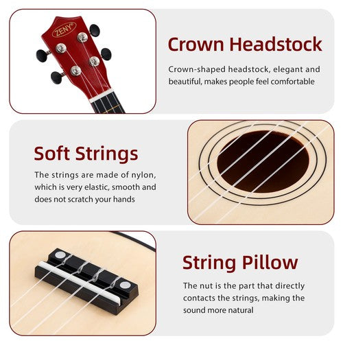 Segawe Ukulele for Beginners 21 Inch Hawaiian Wood Ukelele Kit for Kids Adult Student