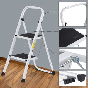 Segawe 2 Step Ladder Folding Step Stool with Wide Anti-Slip Pedal Convenient Handgrip