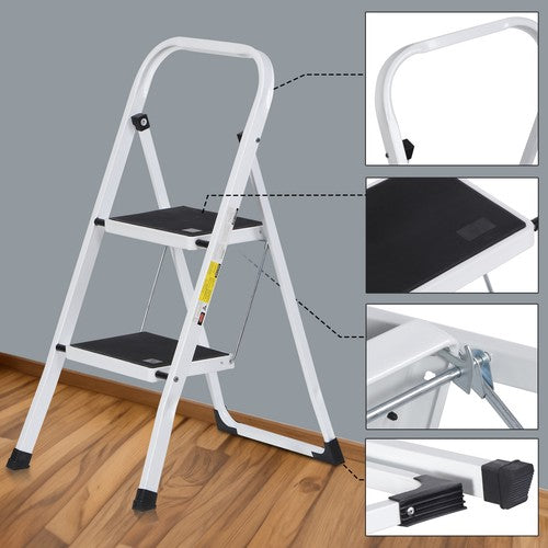 Segawe 2 Step Ladder Folding Step Stool with Wide Anti-Slip Pedal Convenient Handgrip