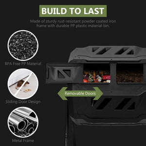 Segawe Chambers Composting Tumbler 43 Gallon Dual Outdoor Gardening Large Compost Bin