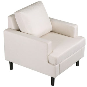 Segawe Accent Chair Mid-Century Comfy Upholstered Lounge Arm Chair with Pillow Beige