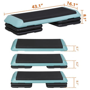 Segawe 43'' Exercise Aerobic Step Platform Adjustable Fitness Stepper w/4 Risers Green