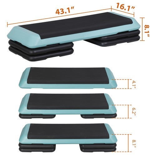 Segawe 43'' Exercise Aerobic Step Platform Adjustable Fitness Stepper w/4 Risers Green