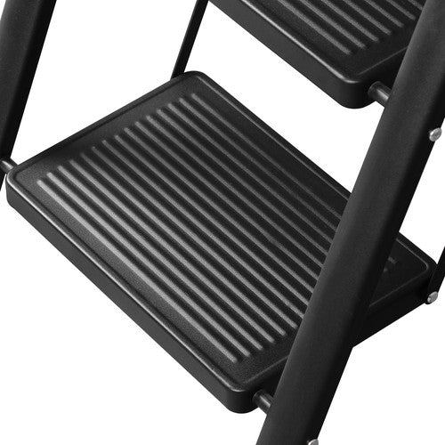 Segawe Step Ladder Folding 3 Step Stool w/Wide Anti-Slip Pedal 330lbs Lightweight Black